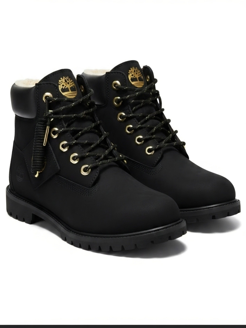Timberland Black Boots with Gold Hardware